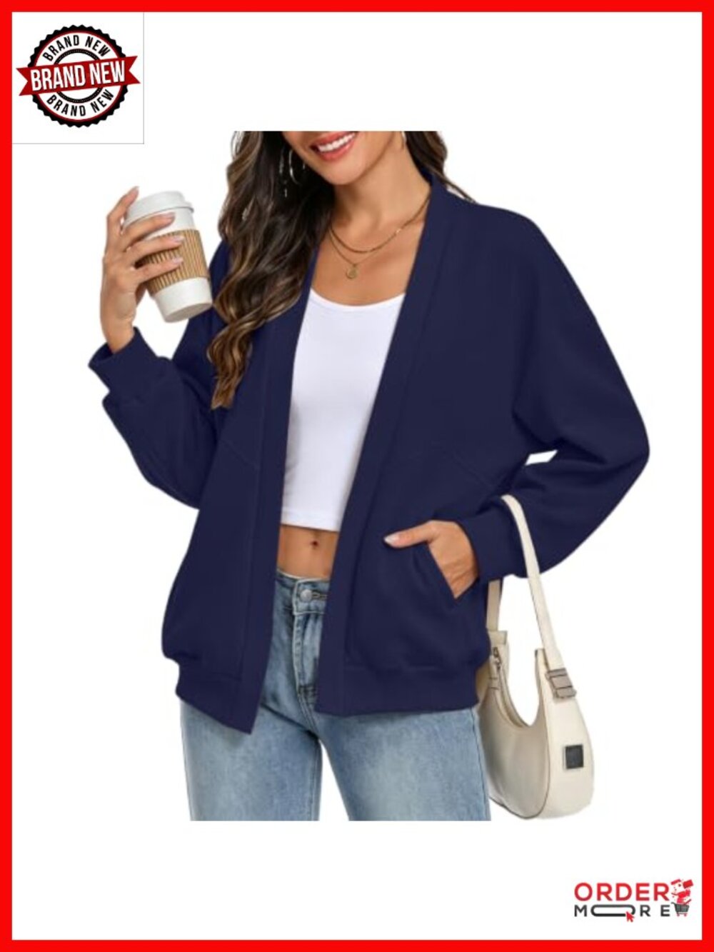 Women's Oversized Open Front Cardigan Loose Lightweight Long Sleeve Casual